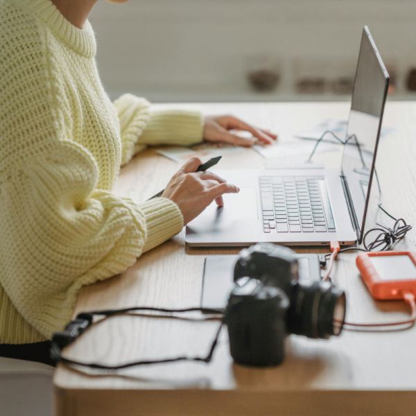 Patient portal user on a tablet.
